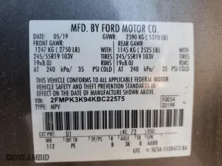 2019 Ford Edge Titanium with VIN 2FMPK3K94KBC22575, listed as a Copart auction lot 89329945 with 98,218 mi miles and Salvage Title. Bid and sale history available at carsss.com. Image 16.
