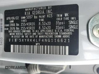 2022 Kia Sorento SX z VIN 5XYRK4LF4NG116621, wystawiony jako Copart lot #58550865 z przebiegiem 56 095 mil mil oraz Szkoda całkowita • Salvage title. Historia ofert i sprzedaży dostępna na DreamBid. Obrazek 14.