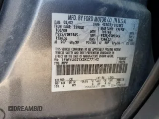 2002 Ford Escape XLS Choice with VIN 1FMYU021X2KC77142, listed as a Copart auction lot 77036384 with 213,292 mi miles and Clean title. Bid and sale history available at DreamBid. Image 12.