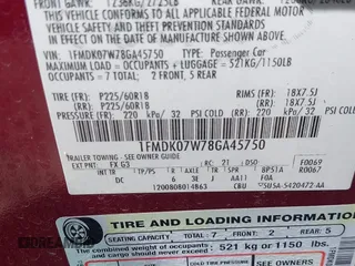 2008 Ford Taurus X Eddie Bauer with VIN 1FMDK07W78GA45750, listed as a IAAI auction lot 40138525 with 83,104 mi miles and . Bid and sale history available at DreamBid. Image 9.