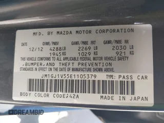 2014 Mazda 6 i Touring with VIN JM1GJ1V55E1105379, listed as a IAAI auction lot 42010585 with 153,870 mi miles and . Bid and sale history available at DreamBid. Image 9.