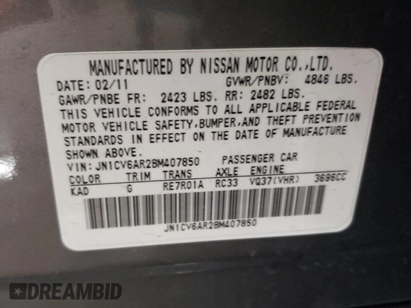 2011 Infiniti G37 x Sport Appearance Edition z VIN JN1CV6AR2BM407850, wystawiony jako Copart lot #56916655 z przebiegiem 178 386 mil mil oraz Tytuł czysty. Historia ofert i sprzedaży dostępna na DreamBid. Obrazek 12.