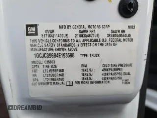 2004 Chevrolet Silverado 3500 with VIN 1GCJC39G84E193598, listed as a Copart auction lot 41412585 with 99,910 mi miles and Salvage Title. Bid and sale history available at carsss.com. Image 14.
