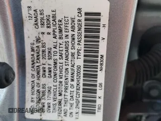 2019 Honda Civic Sport with VIN 2HGFC2F82KH520050, listed as a Copart auction lot 51368215 with 110,050 mi miles and Non Repairable. Bid and sale history available at DreamBid. Image 14.