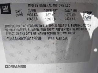 2016 Cadillac ATS Standard RWD with VIN 1G6AA5RAXG0113610, listed as a IAAI auction lot 42002672 with 90,145 mi miles and . Bid and sale history available at DreamBid. Image 9.