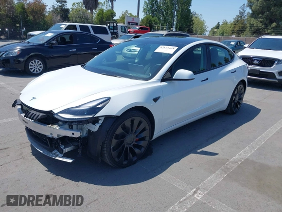 2022 Tesla Model 3 Performance with VIN 5YJ3E1ECXNF270238, listed as a IAAI auction lot 42173668 with 13,017 mi miles and . Bid and sale history available at DreamBid. Image 21.