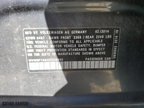 2014 Volkswagen CC Sport with VIN WVWBP7AN4EE529968, listed as a Copart auction lot 48395715 with 152,064 mi miles and Salvage Title. Bid and sale history available at carsss.com. Image 14.