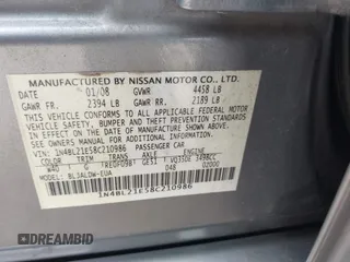 2008 Nissan Altima SE z VIN 1N4BL21E58C210986, wystawiony jako IAAI lot #42322119 z przebiegiem 154 546 mil mil oraz . Historia ofert i sprzedaży dostępna na DreamBid. Obrazek 9.