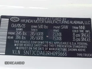 2024 Hyundai Santa Cruz SEL z VIN 5NTJCDAE2RH093666, wystawiony jako IAAI lot #41639659 z przebiegiem 28 599 mil mil oraz . Historia ofert i sprzedaży dostępna na DreamBid. Obrazek 9.