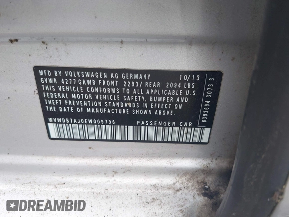 2014 Volkswagen Golf с VIN WVWDB7AJ0EW009796, выставлен на аукционе IAAI как лот 42467183 с пробегом 159 076 миль миль и . История ставок и продаж доступна на DreamBid. Изображение 9.