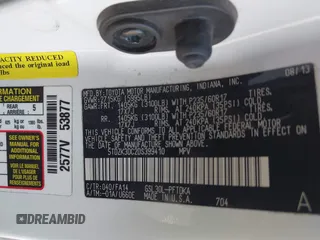 2013 Toyota Sienna L with VIN 5TDZK3DC2DS399410, listed as a IAAI auction lot 41741232 with 158,280 mi miles. Bid and sale history available at carsss.com. Image 9.