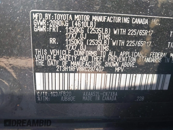 2024 Toyota RAV4 LE with VIN 2T3H1RFV8RC297407, listed as a IAAI auction lot 41692524 with 5,791 mi miles. Bid and sale history available at carsss.com. Image 9.
