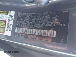 2008 Toyota Sienna LE with VIN 5TDBK23CX8S015134, listed as a IAAI auction lot 41589751 with 108,886 mi miles and . Bid and sale history available at DreamBid. Image 9.