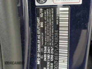 2020 Mercedes-Benz E 350 with VIN WDDZF8EB7LA748084, listed as a Copart auction lot 55474325 with 68,621 mi miles and Salvage Title. Bid and sale history available at DreamBid. Image 12.