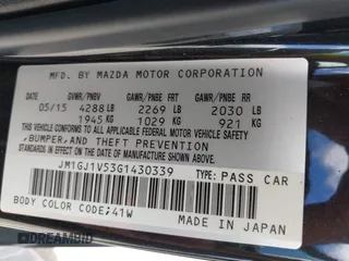 2016 Mazda Mazda6 i Touring with VIN JM1GJ1V53G1430339, listed as a IAAI auction lot 40696335 with 88,433 mi miles. Bid and sale history available at carsss.com. Image 9.