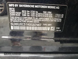 2019 BMW X6 sDrive35i z VIN 5UXKU0C51K0G92987, wystawiony jako Copart lot #79881064 z przebiegiem 136 577 mil mil oraz Czysty tytuł • Clean title. Historia ofert i sprzedaży dostępna na DreamBid. Obrazek 13.