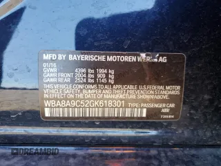 2016 BMW 3 Series 320i with VIN WBA8A9C52GK618301, listed as a Copart auction lot 48143695 with 94,799 mi miles and Salvage Title. Bid and sale history available at carsss.com. Image 12.