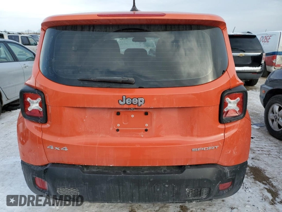 2015 Jeep Renegade Sport with VIN ZACCJBAT9FPB85750, listed as a Copart auction lot 45538775 with 134,812 mi miles and Salvage Title. Bid and sale history available at DreamBid. Image 6.