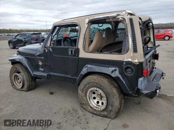 2002 Jeep Wrangler Sahara with VIN 1J4FA59S02P740550, listed as a Copart auction lot 47607795 with 182,187 mi miles and Salvage Title. Bid and sale history available at carsss.com. Image 2.