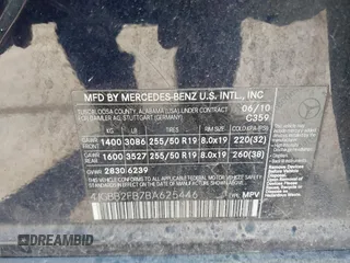 2011 Mercedes-Benz M 350 with VIN 4JGBB2FB7BA625446, listed as a IAAI auction lot 42238638 with Not Provided miles and . Bid and sale history available at DreamBid. Image 9.