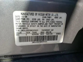 2008 Infiniti EX Journey with VIN JNKAJ09E58M305903, listed as a Copart auction lot 68736064 with Not Provided miles and Salvage Title. Bid and sale history available at DreamBid. Image 13.