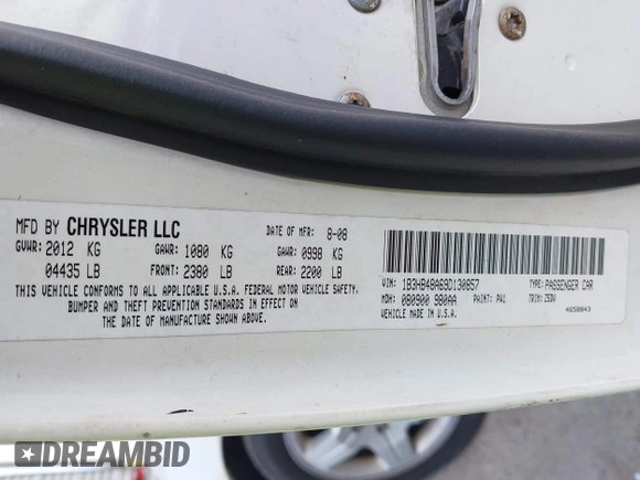 2009 Dodge Caliber SXT with VIN 1B3HB48A69D130857, listed as a IAAI auction lot 41526199 with 163,796 mi miles and . Bid and sale history available at DreamBid. Image 9.