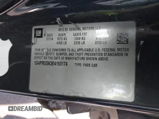 2014 Buick Verano Convenience Group with VIN 1G4PR5SK3E4160174, listed as a IAAI auction lot 41894187 with 207,066 mi miles. Bid and sale history available at carsss.com. Image 9.