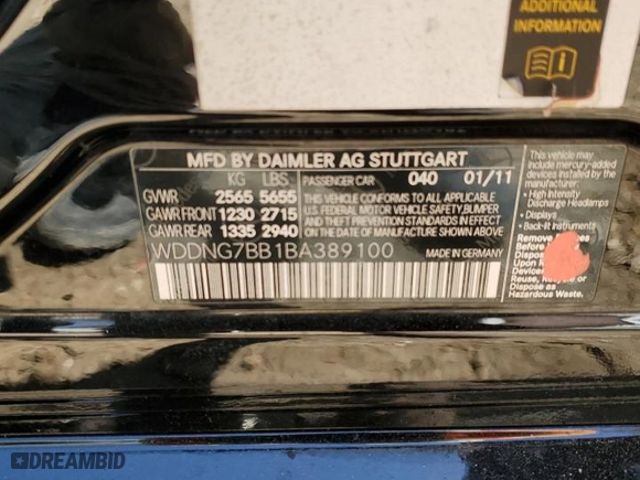 2011 Mercedes-Benz S-Class S 550 with VIN WDDNG7BB1BA389100, listed as a Copart auction lot 48906445 with 190,755 mi miles and Clean Title. Bid and sale history available at carsss.com. Image 13.