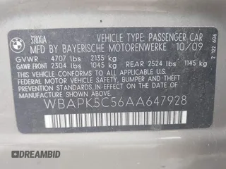 2010 BMW 3 Series 328i xDrive with VIN WBAPK5C56AA647928, listed as a IAAI auction lot 42511930 with 149,584 mi miles and . Bid and sale history available at DreamBid. Image 9.