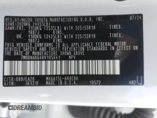 2024 Toyota Corolla Cross XLE with VIN 7MUDAABG4RV105641, listed as a Copart auction lot 58950855 with 5,805 mi miles and Salvage title. Bid and sale history available at DreamBid. Image 12.