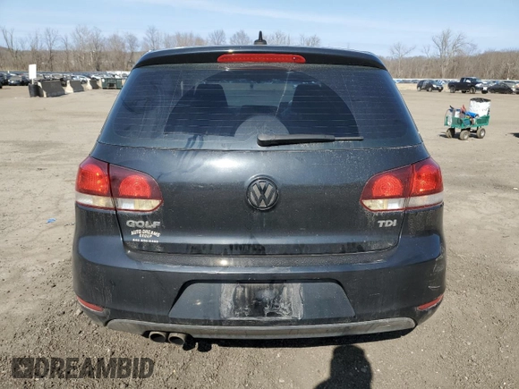 2012 Volkswagen Golf TDI w/Tech Pkg with VIN WVWMM7AJ1CW346839, listed as a Copart auction lot 48751445 with Not provided miles and Salvage title. Bid and sale history available at DreamBid. Image 6.