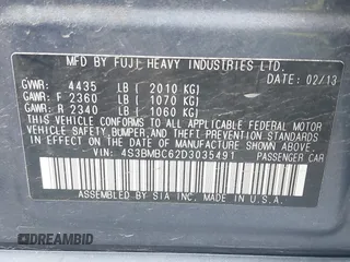 2013 Subaru Legacy Premium with VIN 4S3BMBC62D3035491, listed as a IAAI auction lot 41938342 with 127,394 mi miles and . Bid and sale history available at carsss.com. Image 9.