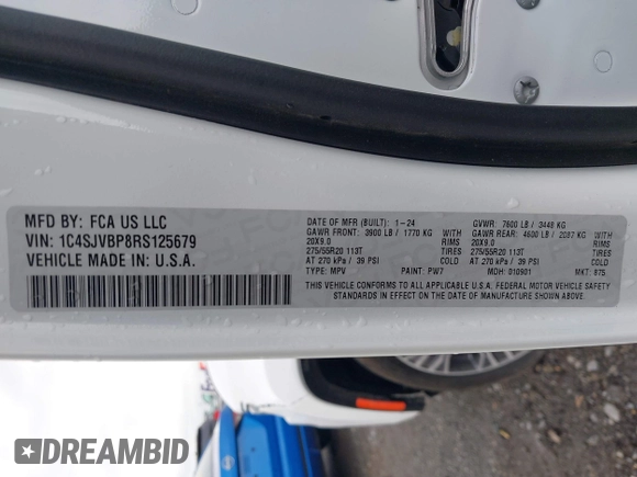 2024 Jeep Wagoneer Series II Carbide with VIN 1C4SJVBP8RS125679, listed as a IAAI auction lot 42150095 with 59,633 mi miles and . Bid and sale history available at DreamBid. Image 9.