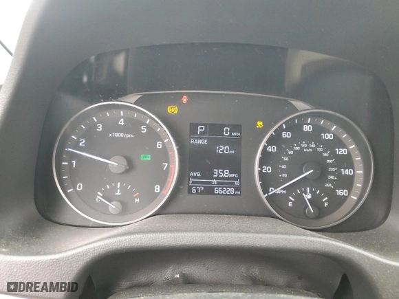 2017 Hyundai Elantra SE with VIN KMHD74LF2HU395528, listed as a Copart auction lot 52315635 with 66,228 mi miles and Non Repairable. Bid and sale history available at carsss.com. Image 9.