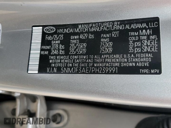 2023 Hyundai Tucson SEL with VIN 5NMJF3AE7PH239991, listed as a Copart auction lot 47368585 with 26,075 mi miles and Salvage Title. Bid and sale history available at carsss.com. Image 14.