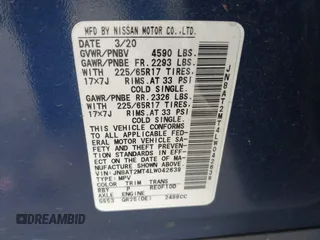 2020 Nissan Rogue SV z VIN JN8AT2MT4LW042639, wystawiony jako IAAI lot #42332896 z przebiegiem 62 966 mil mil oraz . Historia ofert i sprzedaży dostępna na DreamBid. Obrazek 9.