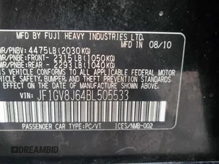 2011 Subaru WRX WRX STI с VIN JF1GV8J64BL505533, выставлен на аукционе Copart как лот 60679145 с пробегом 153 740 миль миль и Чистый • Clean title. История ставок и продаж доступна на DreamBid. Изображение 10.