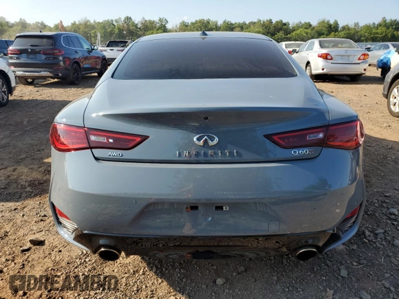 2021 Infiniti Q60 Red Sport 400 with VIN JN1FV7LL7MM560206, listed as a Copart auction lot 69141254 with 27,365 mi miles and Salvage title. Bid and sale history available at DreamBid. Image 6.