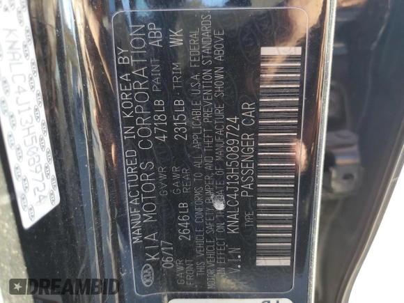 2017 Kia Cadenza Premium with VIN KNALC4J13H5089724, listed as a Copart auction lot 76076314 with 82,669 mi miles and Salvage Title. Bid and sale history available at carsss.com. Image 12.