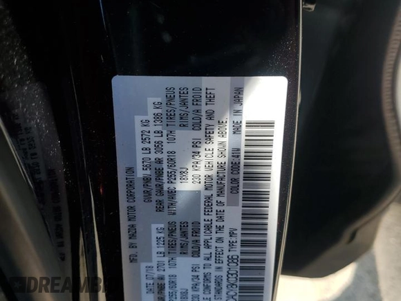2019 Mazda CX-9 Touring with VIN JM3TCACY8K0301086, listed as a Copart auction lot 62193975 with 54,149 mi miles and Salvage title. Bid and sale history available at DreamBid. Image 13.