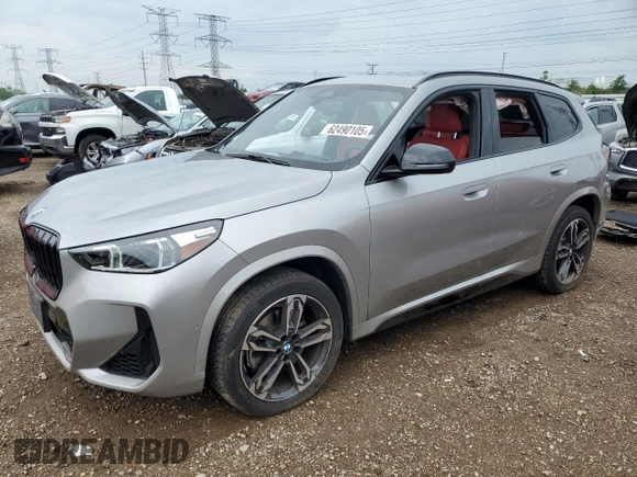 2023 BMW X1 xDrive28i with VIN WBX73EF07P5X69766, listed as a Copart auction lot 62490105 with 9,193 mi miles and Salvage title. Bid and sale history available at DreamBid. Image 1.