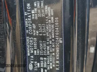 2015 Kia Sedona LX with VIN KNDMB5C14F6041606, listed as a Copart auction lot 50528525 with 135,389 mi miles and Clean Title. Bid and sale history available at carsss.com. Image 13.