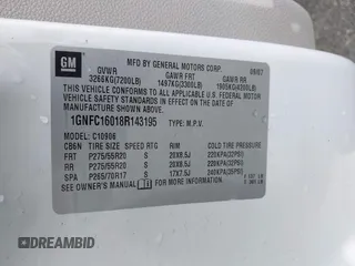 2008 Chevrolet Suburban LTZ with VIN 1GNFC16018R143195, listed as a IAAI auction lot 41577367 with 223,506 mi miles and . Bid and sale history available at DreamBid. Image 9.