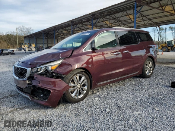 2016 Kia Sedona SX-L with VIN KNDME5C18G6145637, listed as a Copart auction lot 46602575 with 158,177 mi miles and Salvage Title. Bid and sale history available at carsss.com. Image 1.
