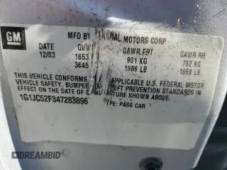 2004 Chevrolet Cavalier with VIN 1G1JC52F347283896, listed as a Copart auction lot 45800065 with 44,579 mi miles and Clean Title. Bid and sale history available at DreamBid. Image 12.