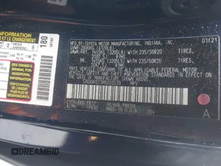 2021 Toyota Sienna XSE with VIN 5TDXRKEC5MS020539, listed as a IAAI auction lot 41569311 with 86,902 mi miles and . Bid and sale history available at DreamBid. Image 9.