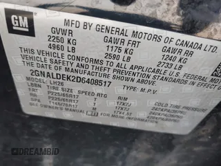 2013 Chevrolet Equinox LT z VIN 2GNALDEK2D6408517, wystawiony jako IAAI lot #42425782 z przebiegiem 213 040 mil mil oraz . Historia ofert i sprzedaży dostępna na DreamBid. Obrazek 9.