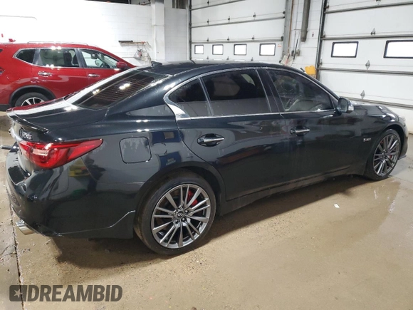2018 Infiniti Q50 RED SPORT 400 with VIN JN1FV7ARXJM480935, listed as a Copart auction lot 49582535 with 64,431 mi miles and Salvage Title. Bid and sale history available at carsss.com. Image 3.