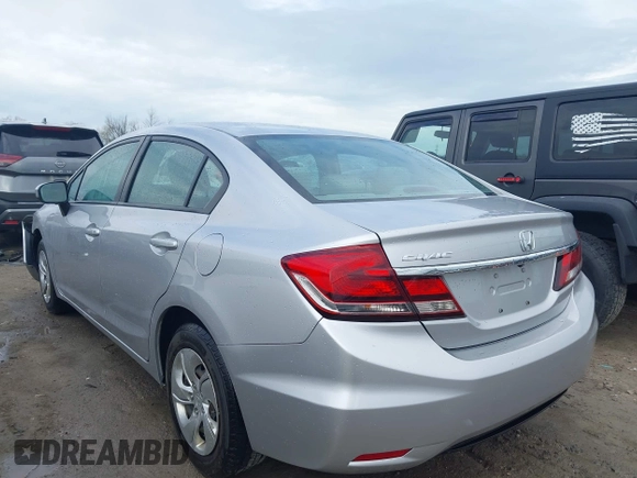 2015 Honda Civic Sedan LX with VIN 19XFB2F54FE111833, listed as a IAAI auction lot 42037241 with 61,080 mi miles. Bid and sale history available at carsss.com. Image 3.