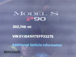 2014 Tesla Model S 60 with VIN 5YJSA1H17EFP33275, listed as a IAAI auction lot 41778167 with 202,749 mi miles and . Bid and sale history available at DreamBid. Image 15.